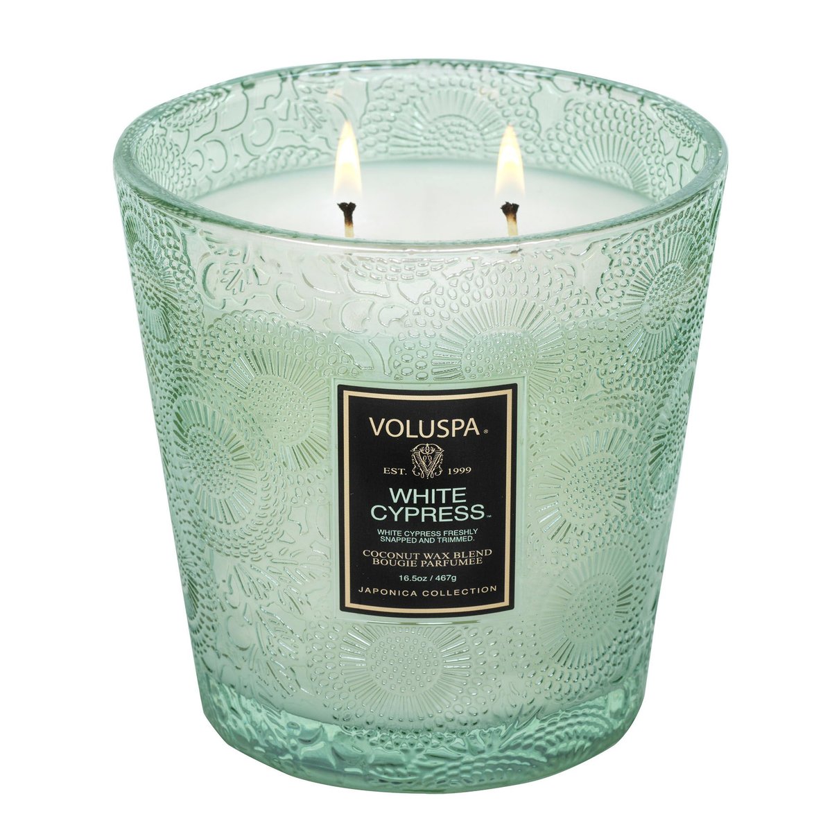 White Cypress 2 Wick Hearth Candle